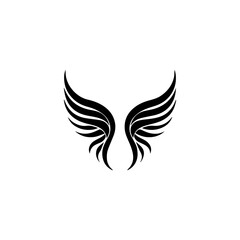 Obraz premium Set of black wings icons. Wings badges. Collection wings badges. Vector illustration, Abstract golden wings on black background,