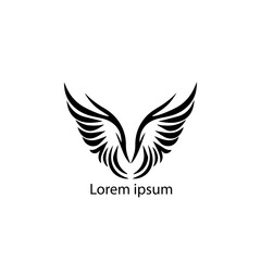 Set of black wings icons. Wings badges. Collection wings badges. Vector illustration, Abstract golden wings on black background,