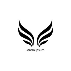 Set of black wings icons. Wings badges. Collection wings badges. Vector illustration, Abstract golden wings on black background,