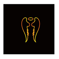 Set of black wings icons. Wings badges. Collection wings badges. Vector illustration, Abstract golden wings on black background,