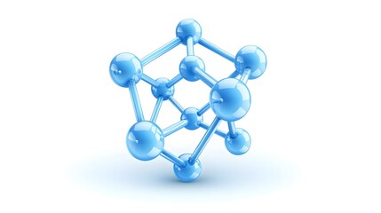 Fototapeta premium Detailed Molecular Model on Minimalist White Background with Glossy Science Bubbles