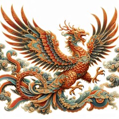 Obraz premium Golden chinese phoenix