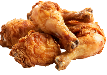 Pile of deep-fried chicken isolated on a white background