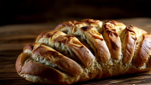 the texture of the finished bread with a twisted appearance