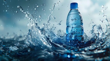 A mineral water bottle ads, Generative AI illustrations.