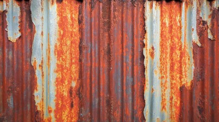 Obraz premium Close-up of Rusted Corrugated Metal Sheet