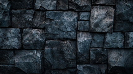 Naklejka premium Dark Stone Wall Texture Background Rough Rustic Masonry Design