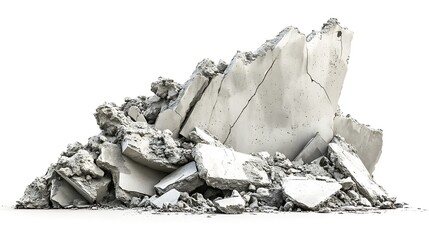 A pile of broken gray concrete rubble.

