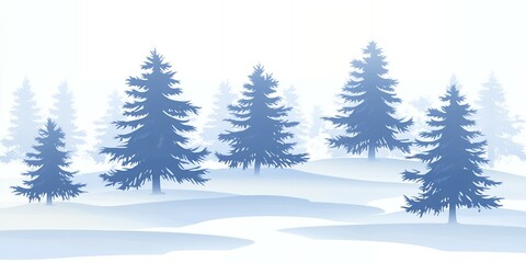 Silhouettes of pine trees in a winter wonderland