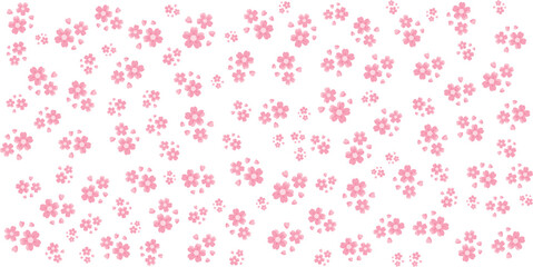 Seamless Floral Pattern with Pink Blossom Petals on White Background, Delicate Flower Petals Vector Design for Fabric, Wallpaper, and Stationery