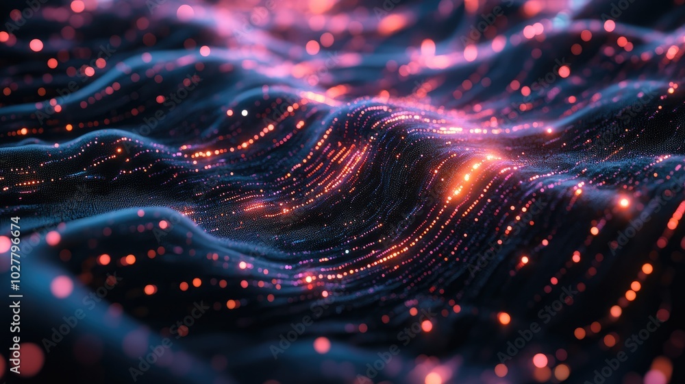 Aufkleber complex futuristic technology connections with glowing nodes and vibrant data flows