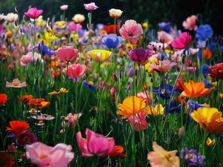 time-lapse capture of a blooming flower garden. a riot of colors unfolds as various species open their petals in a choreographed dance of nature.