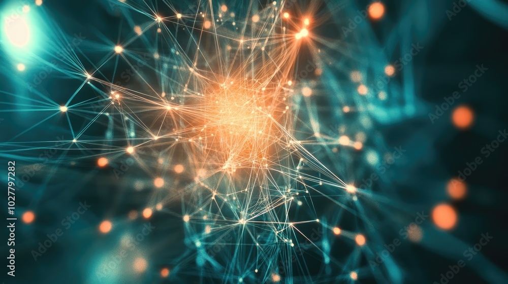 Poster complex web of interconnected abstract lines in a futuristic technology setting