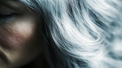 Naklejka premium Silver hair in soft light, natural aging texture