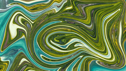 Calming liquid marble background in green and sky-blue tile design