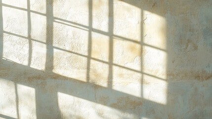 Naklejka premium A Gridded Window Shadow Cast on a Textured Wall