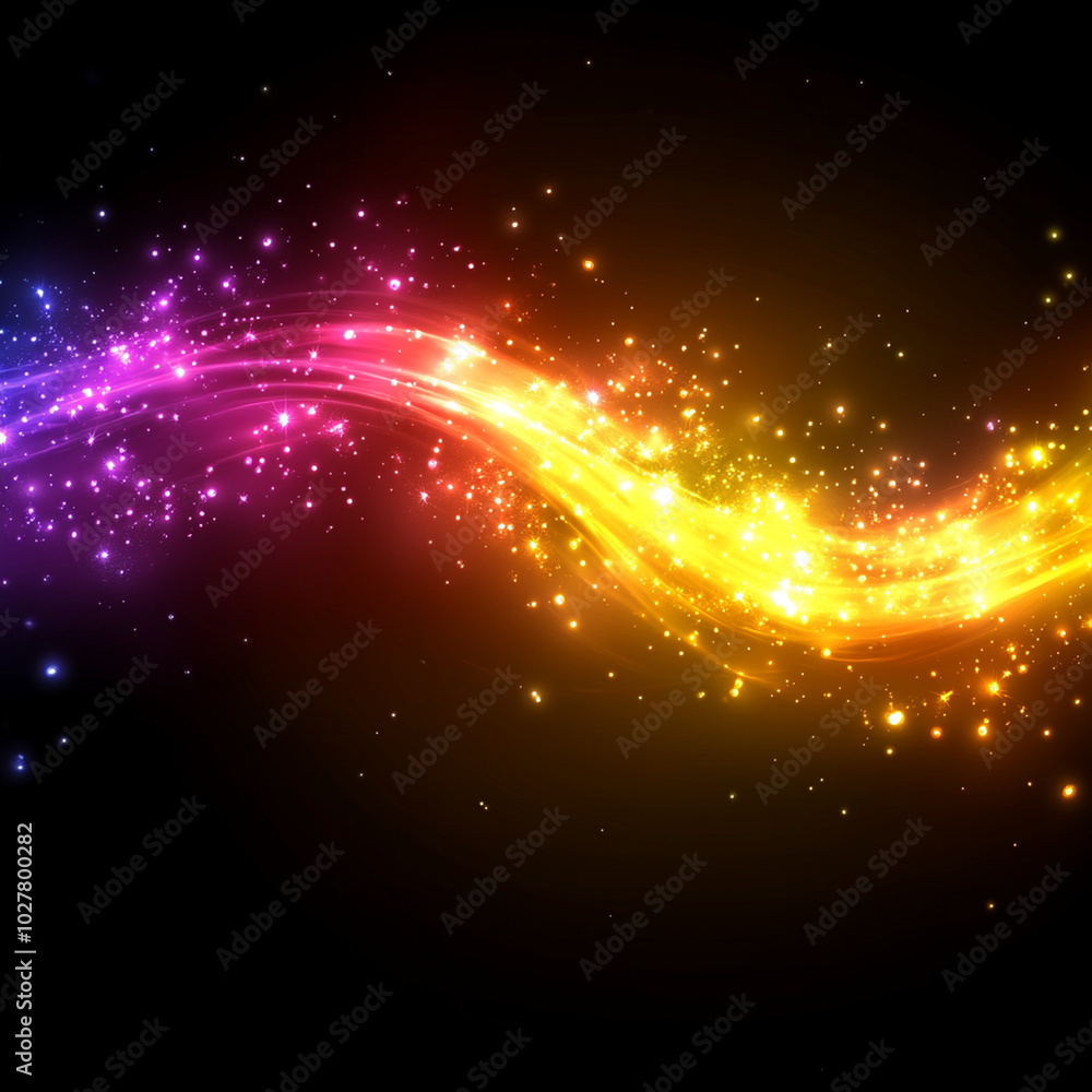 Poster colorful abstract shapes moving like waves over black background create mesmerizing visual effect. v