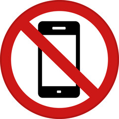 Red Sign No Mobile Phone. Vector Icon. Prohibitory Round Sign. Warning of Prohibition of Mobile Phone Use