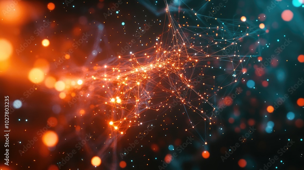 Poster dynamic abstract digital connections creating an intricate, illuminated technology pattern