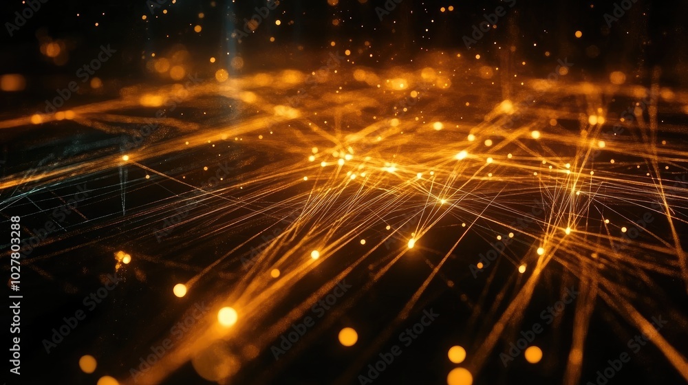 Poster dynamic abstract technology concept with interconnected lines and luminous circuits