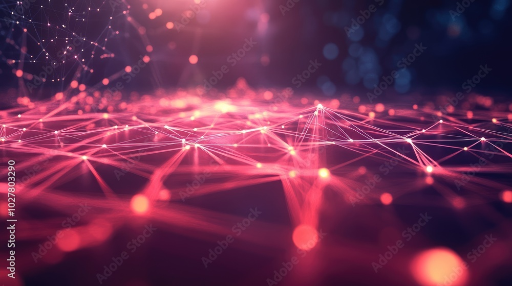Poster dynamic abstract technology concept with interconnected lines and luminous circuits