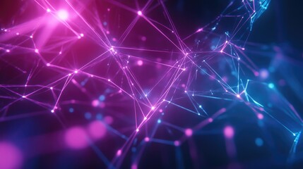 Futuristic high-tech network with interconnected abstract lines and neon accents