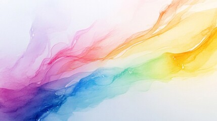 Abstract Rainbow Watercolor Painting with Fluid Swirls