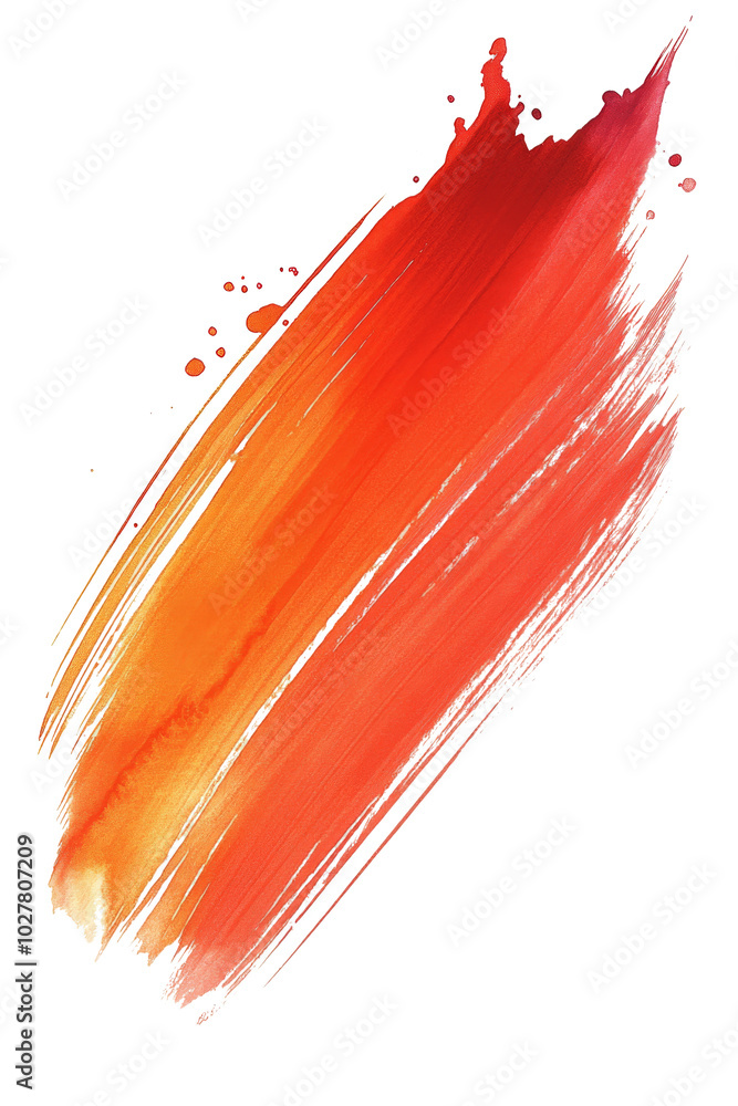 Poster vibrant orange and red brush strokes creating dynamic texture on a white canvas