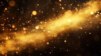 Fototapeta premium Abstract Golden Glitter and Dust on Black Background