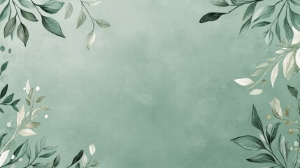 Green background with delicate leaf illustrations, creating a nature-inspired and elegant design
