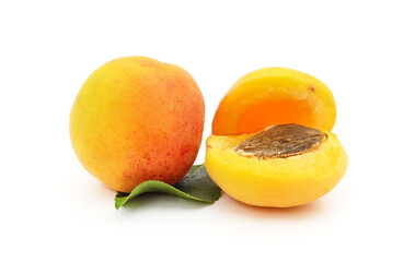 Whole and cut apricot.
