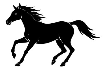 Horse Galloping Silhouette | vector silhouette illustration on white background