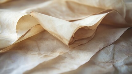 A Close-Up of Folds and Creases on Aged, Delicate Paper