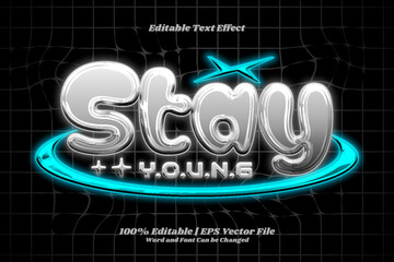 Stay Young Chrome template Y2K Editable text Effect Style