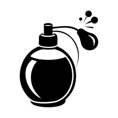 Obraz premium Vintage perfume bottle with spray bulb on a white background, fragrance design