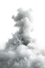 Fototapeta premium Dense white smoke rising vertically against a bright background in a surreal and abstract view