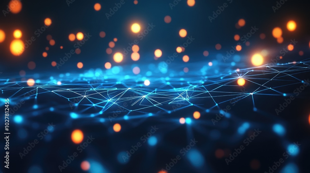 Poster high-tech network with intricate glowing technology connections in a dynamic digital environment