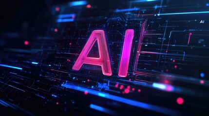 Innovative logo with "AI" in a bold, modern typeface, complemented by digital effects and a sleek color palette