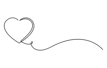 Continuous line drawing of heart love