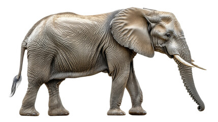 Obraz premium An adult elephant walking steadily across a plain during daylight hours