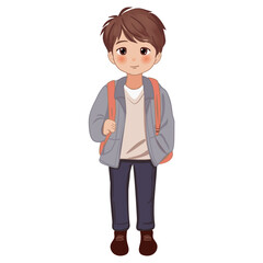 Cute school  little cartoon schoolboy with a backpack vector illustration