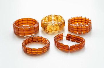 Vintage bracelets with real amber stones