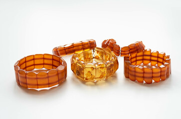 Vintage bracelets with real amber stones