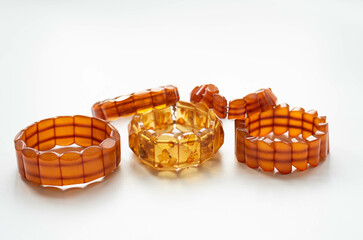 Vintage bracelets with real amber stones