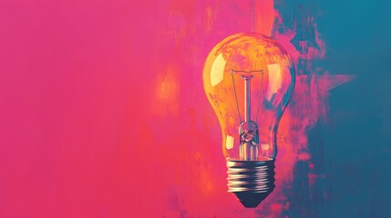 Lightbulb in an abstract, vibrant setting with plenty of space for text