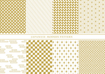 goldの和モダンパターンのセット_雲