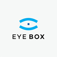 Eye box optics logo design and related company editable vector image