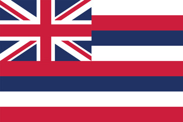 Hawaii State Flag. Striped flag with the flag of Great Britain. National symbol of the American state of Hawaii, USA.