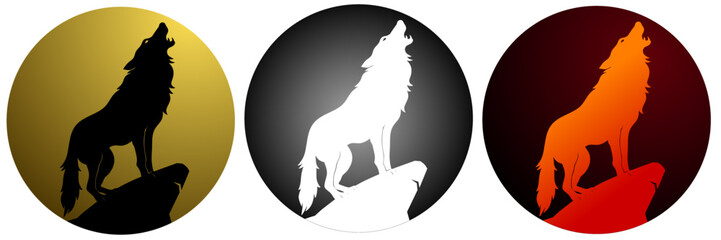 Wolf  silhouette set