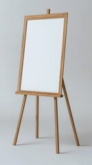 Blank Wood Easel for Presentation or Display on Grey Background with Details